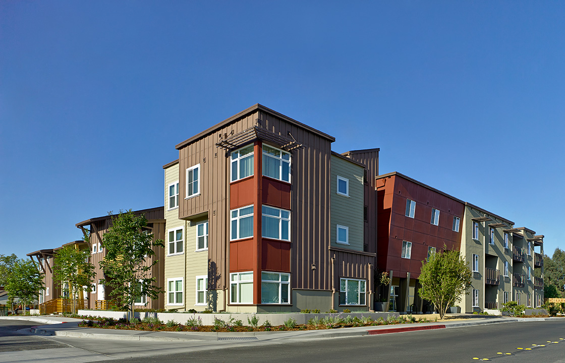 Corner street view of Arboleda Apartments in Walnut Creek, CA