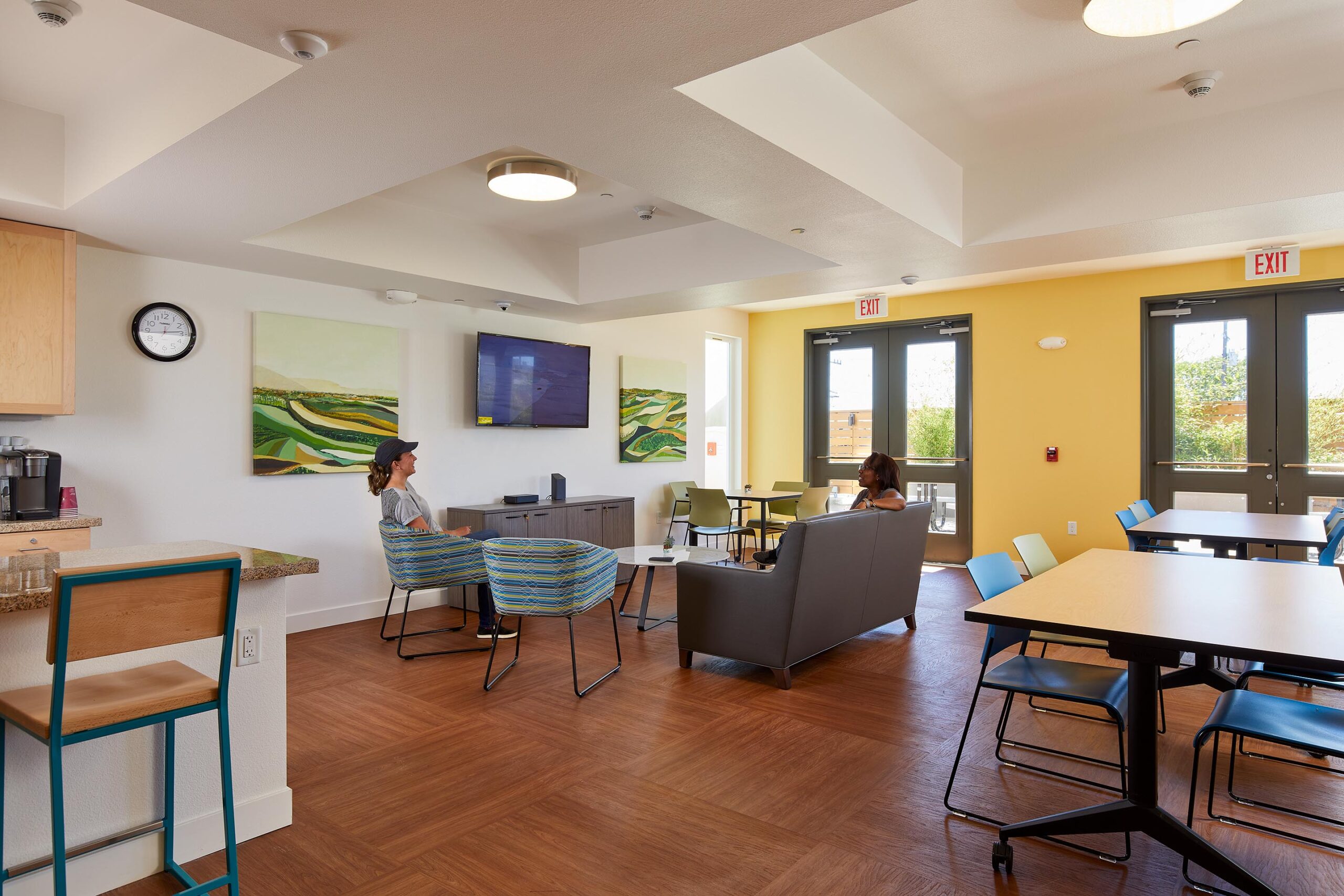 The community room at Grayson Apartments on San Pablo Avenue and Grayson Street in Berkeley