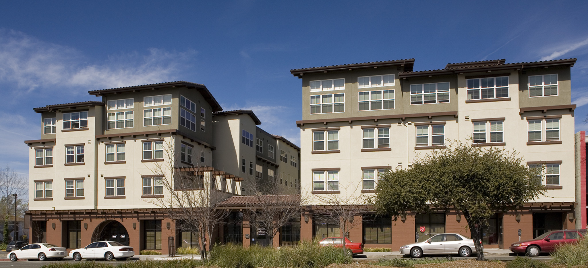 View of Helios Corner from University Avenue in Berkeley, CA