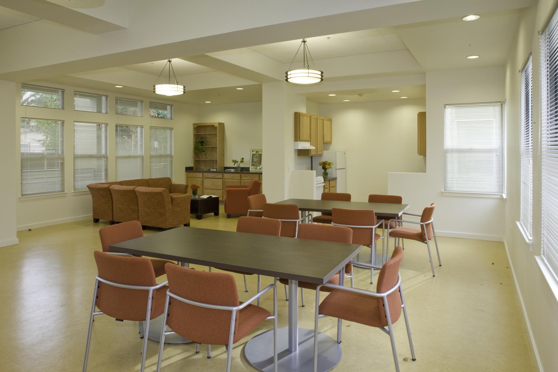 Community room at the Orchards on Foothill in Oakland, CA.
