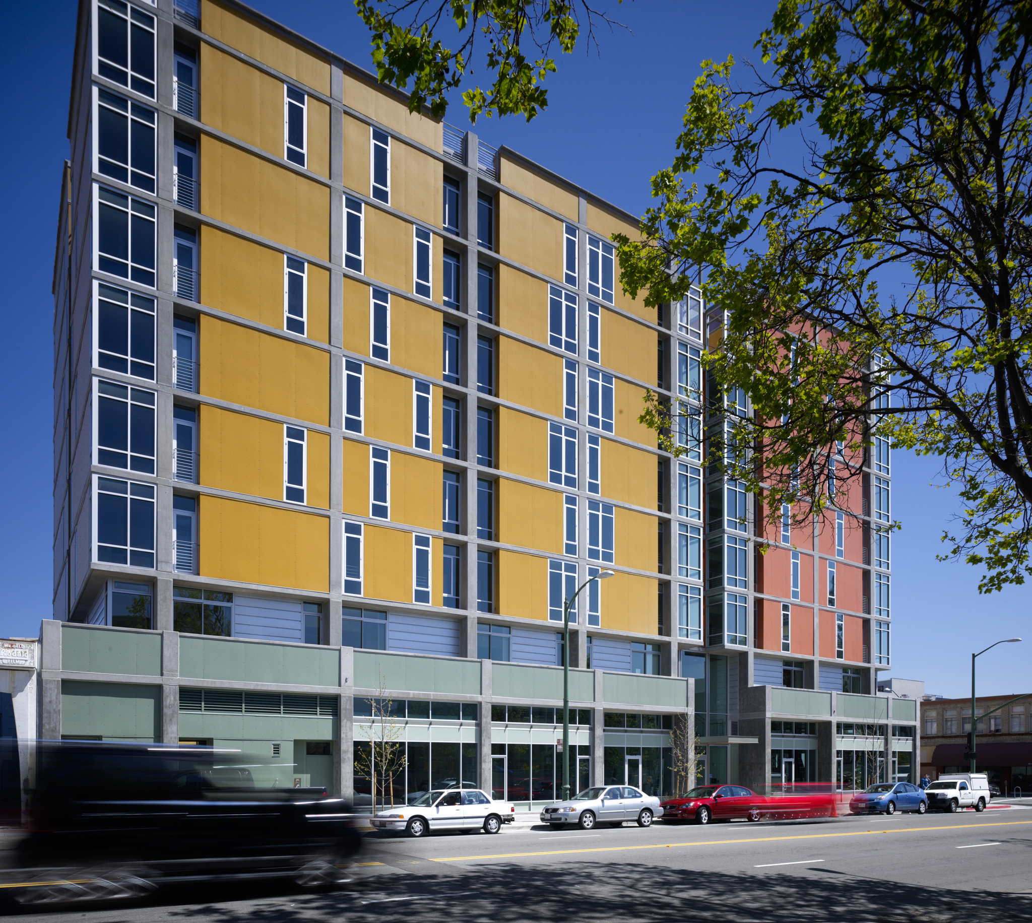 Street view of Madison Apartments at 14th Street in Oakland, CA.
