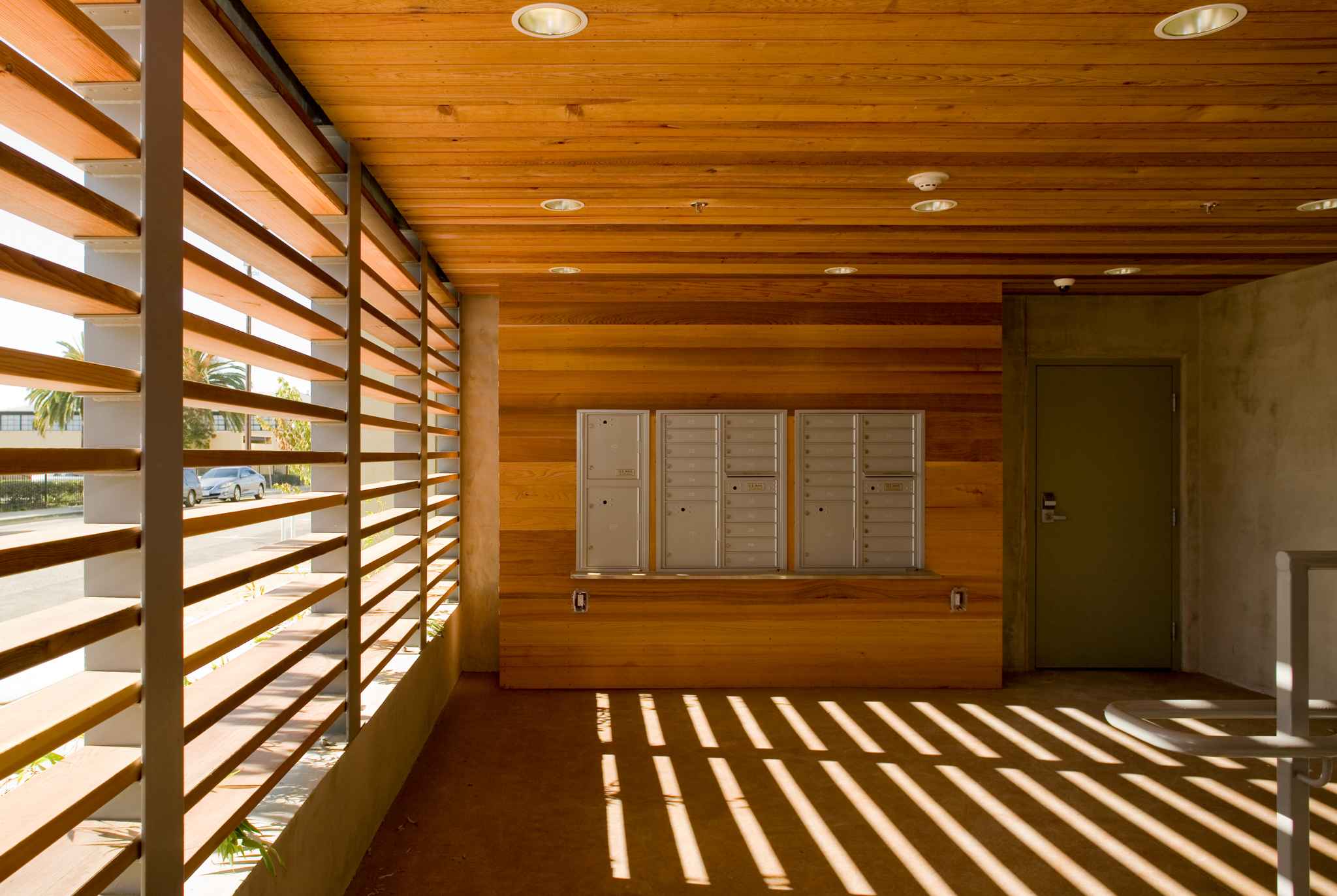 Mail room and lobby at Ashby Lofts in Berkeley, CA.