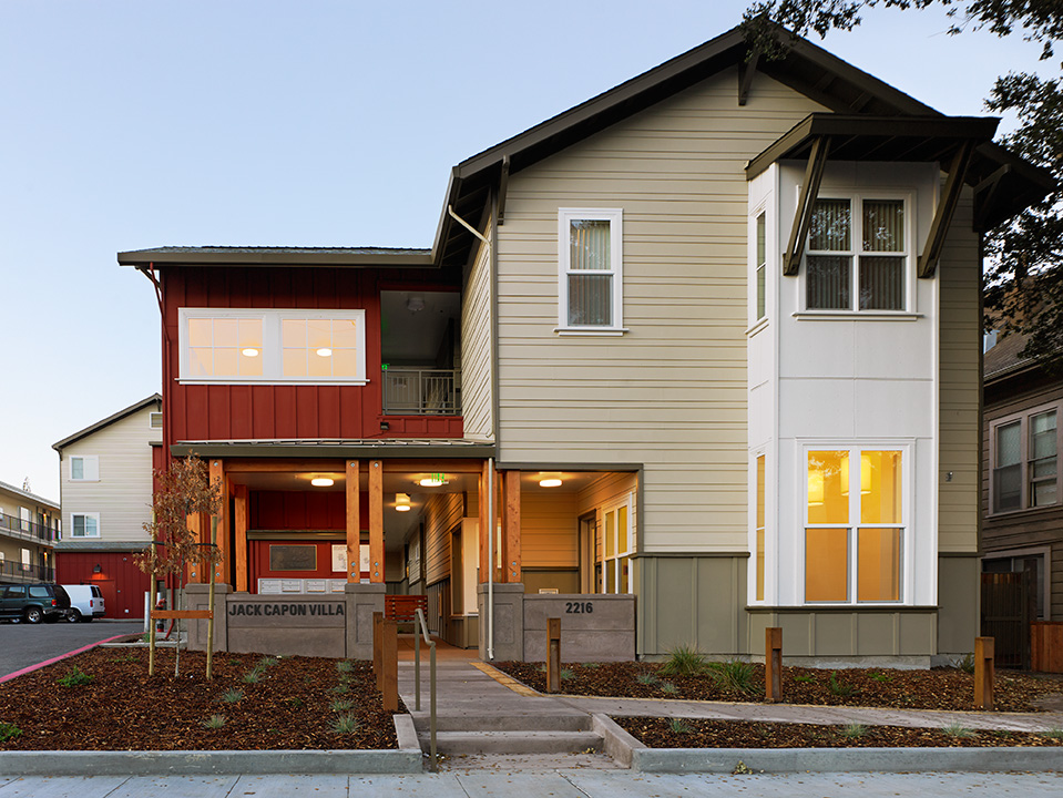 Front facade of Jack Capon Villa in Alameda, CA