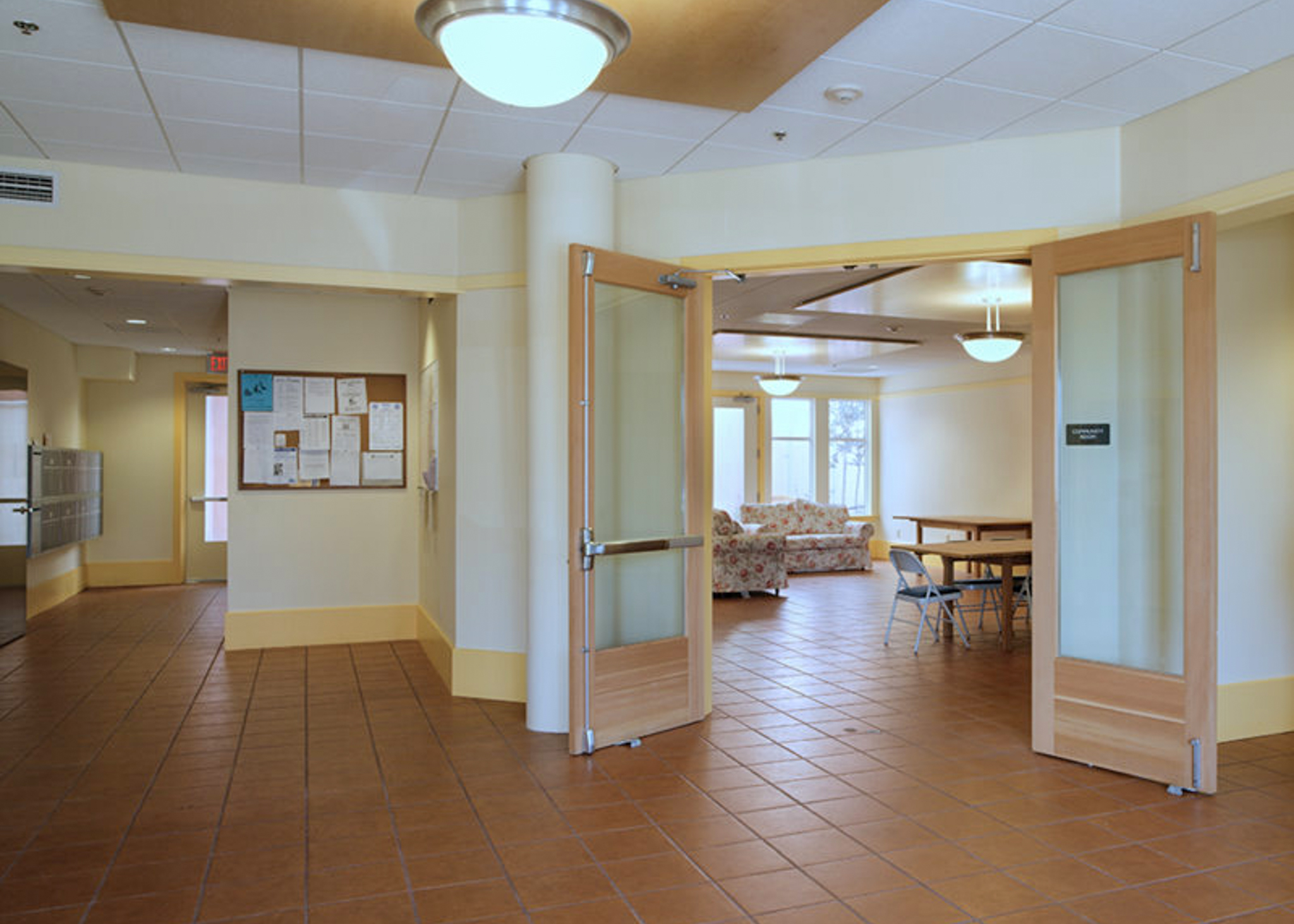Lobby of Sacramento Senior Homes in Berkeley, CA.