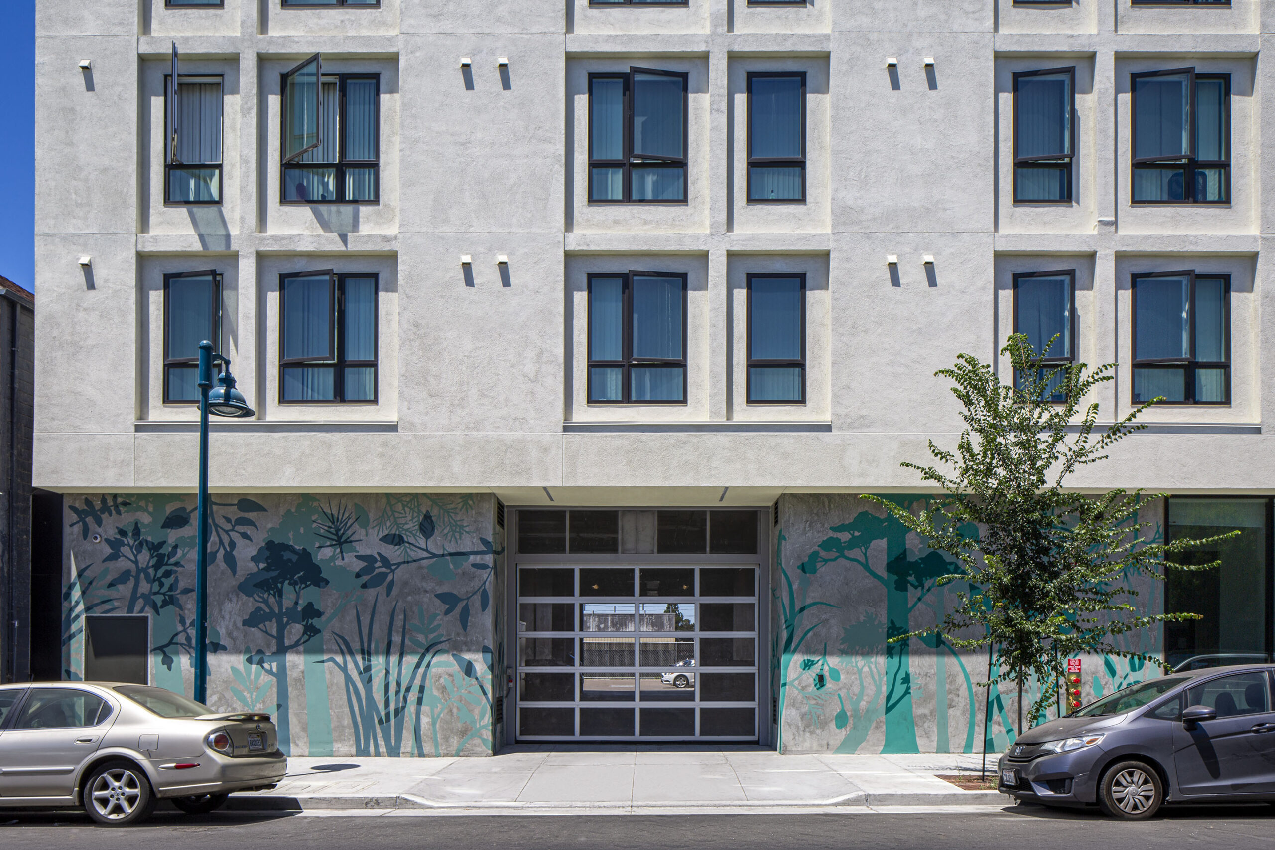 Mosaic mural and garage at Camino 23 in Oakland