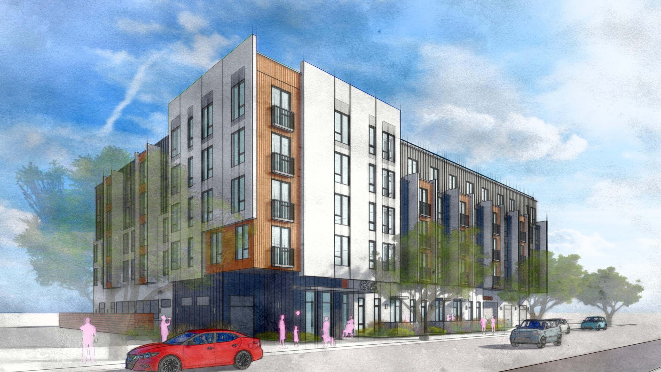 Rendering of the south-facing street view of Thornton Avenue project in Newark