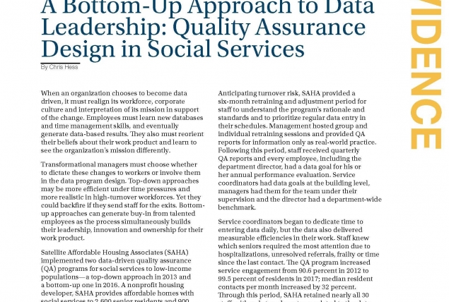 A Bottom-Up Approach to Data Leadership: Quality Assurance Design in Social Services